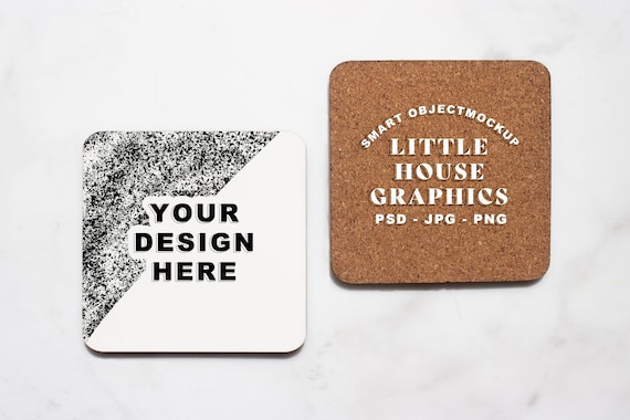 Download Square Coaster Mock Up Template For Mdf Cork Coaster Etsy