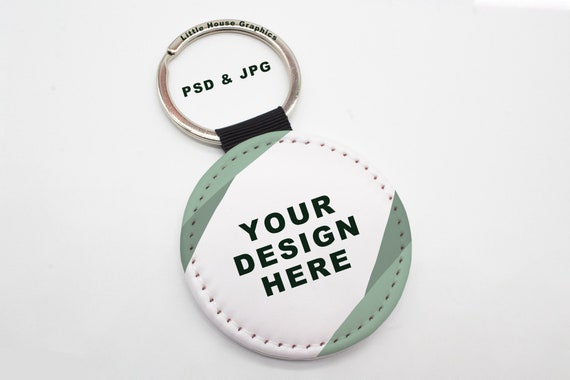Download Smart Object Pu Leather Keychain Mock Up Template For Round Etsy