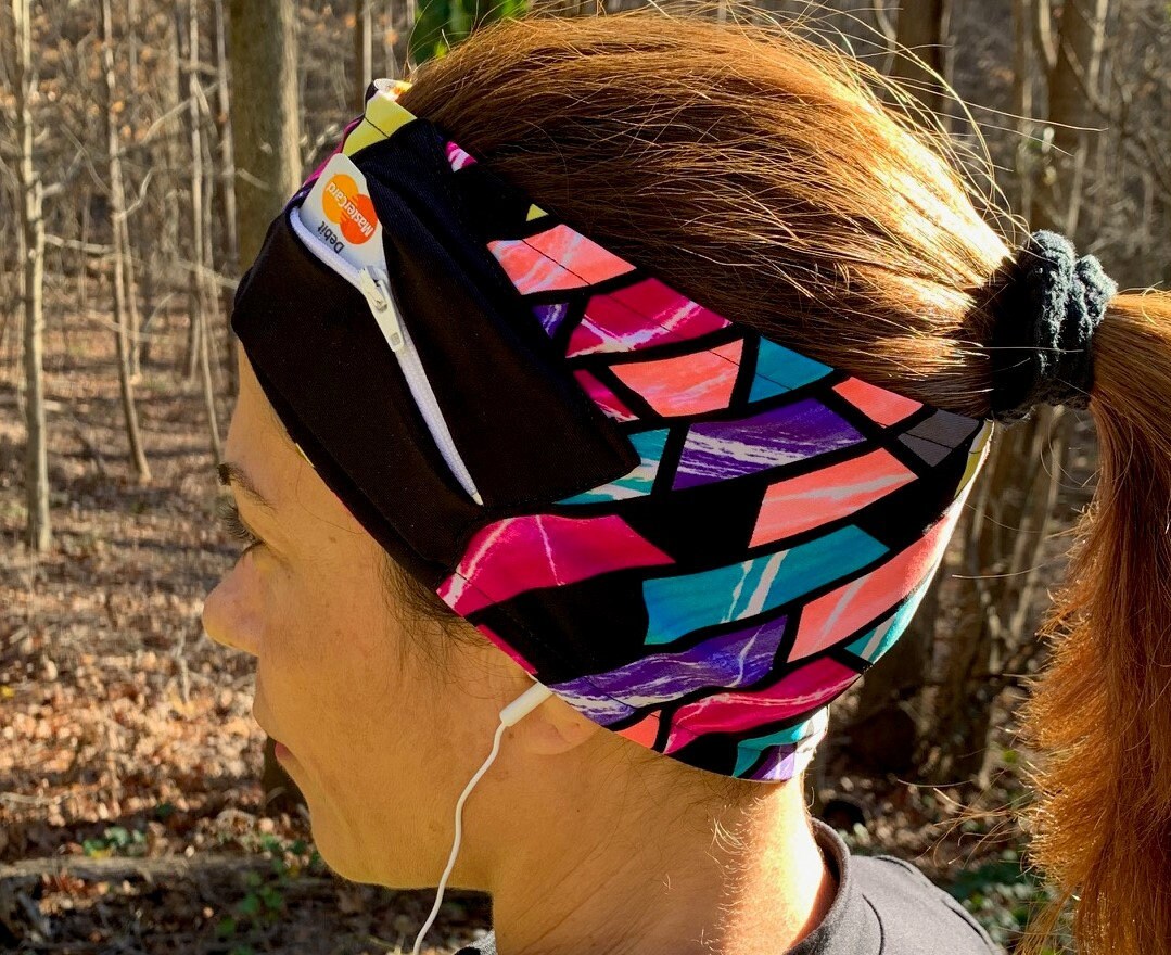 Sports accessories, headband for sports, headband with pocket, headband for keys, headband for