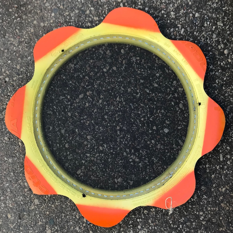 Recycled Tire Bird Feeder Yellow/Orange