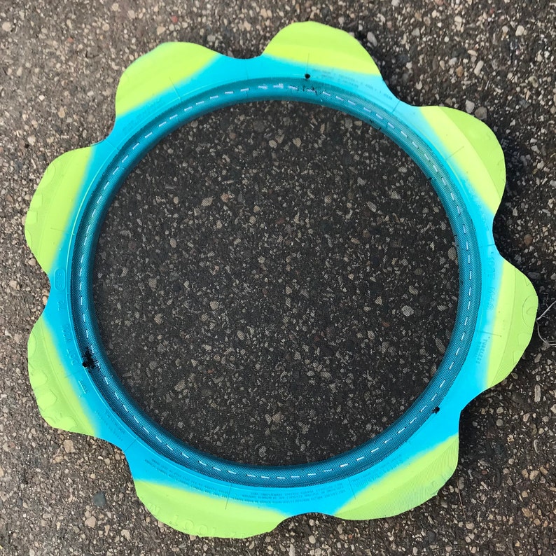 Recycled Tire Bird Feeder Teal/Lime