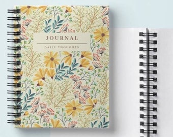 Bullet point journal, yellow floral covered journal, gardener journal, personal thoughts journal, garden sketchbook, gift for gardner