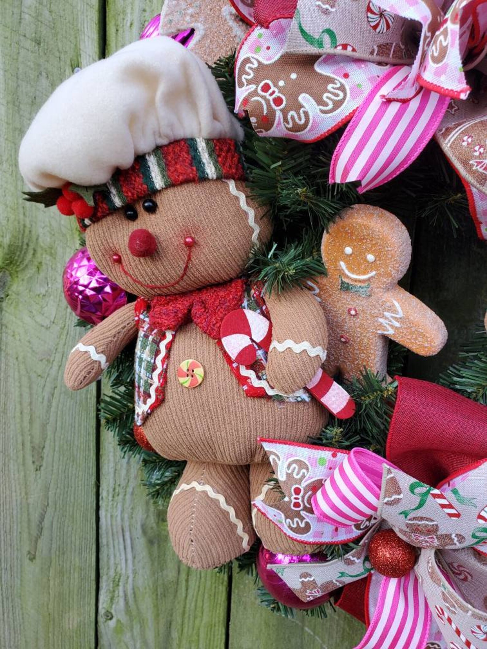 Gingerbread Wreath for Front Door, Cookie Decor, Christmas Wreath With ...