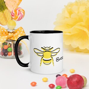 Bee mug, bumble bee mug, gardener gift, bee collector, beekeeper gift, April birthday, gift for mom, Christmas gift, gift for teacher image 2