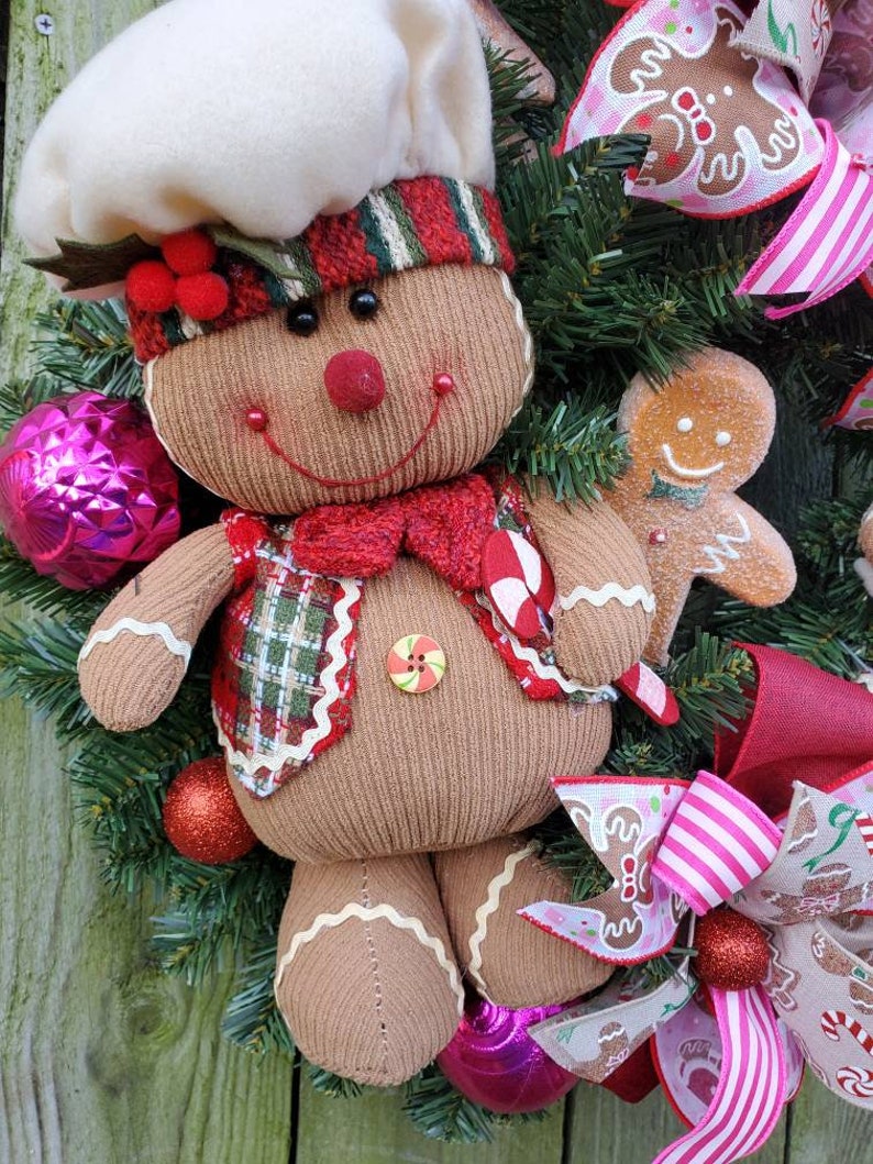 Gingerbread Wreath for Front Door, Cookie Decor, Christmas Wreath With ...