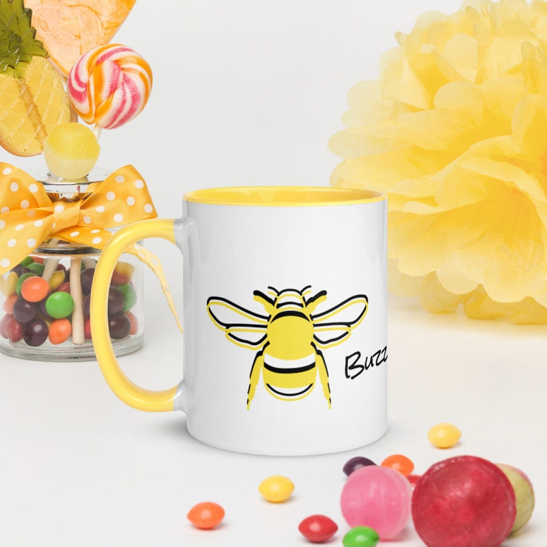 Bee mug, bumble bee mug, gardener gift, bee collector, beekeeper gift, April birthday, gift for mom, Christmas gift, gift for teacher image 1