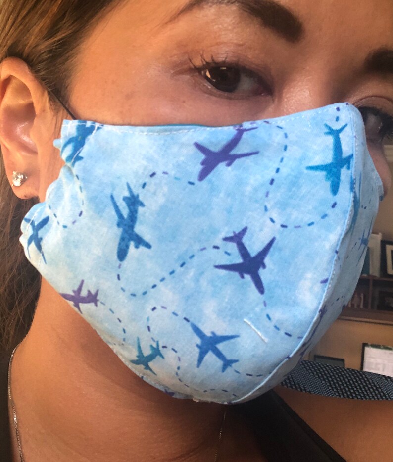 Face Mask Travel Theme Planes W/filter Pocket and Nose Etsy