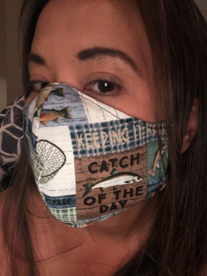 Face Mask Fishing Theme W/filter Pocket and Nose Wire 100 Etsy