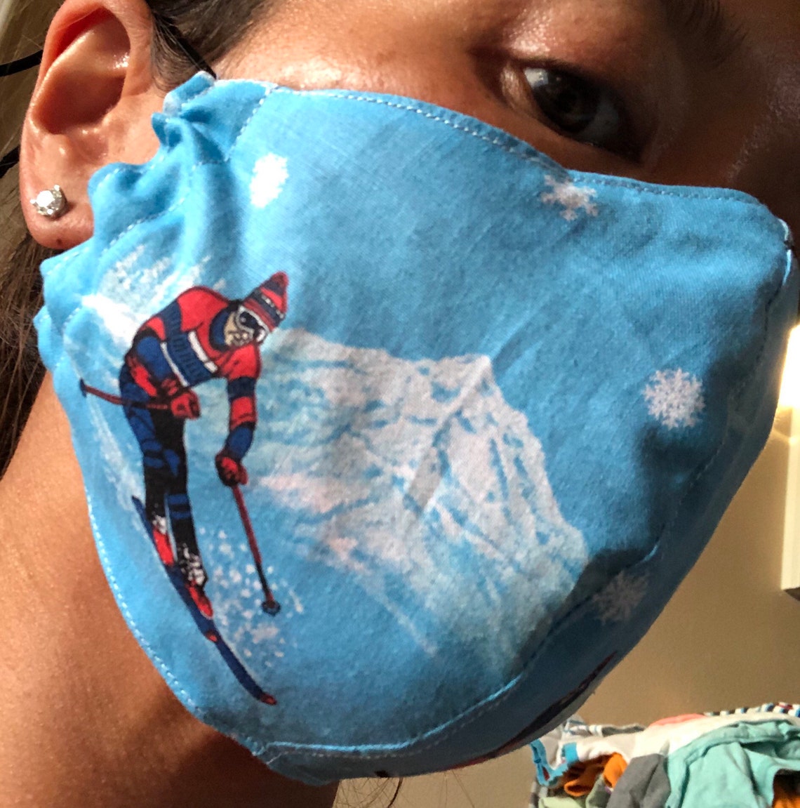 Face Mask Skiing / Ski theme w/filter pocket and nose wire Etsy