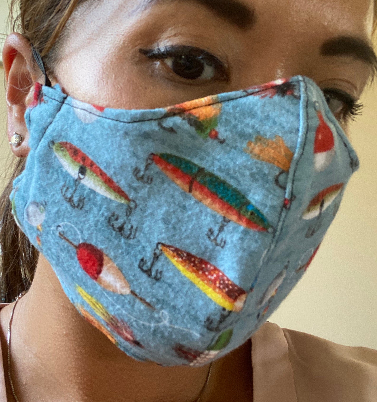 Face Mask Fish / Fishing Lure Theme W/filter Pocket and Nose Etsy