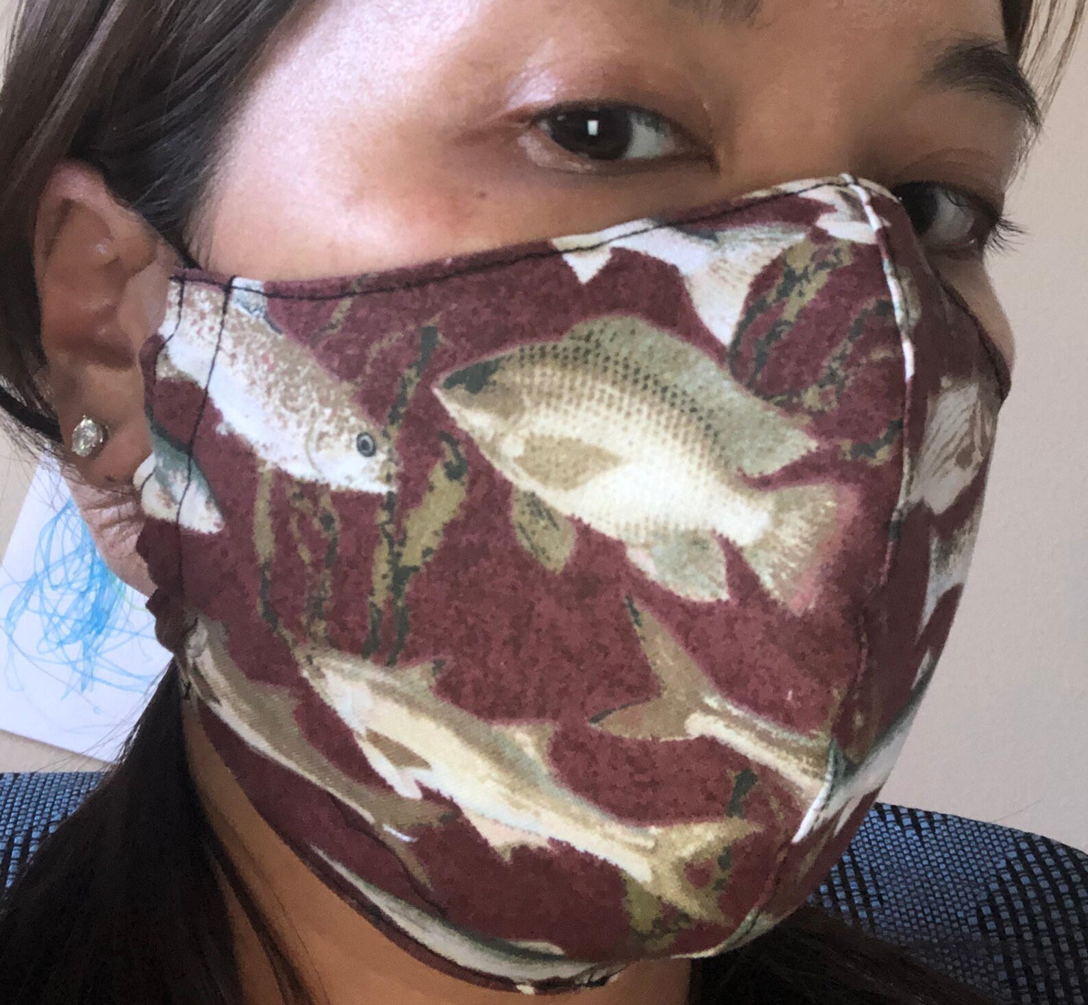 Face Mask Fish / Fishing Theme W/filter Pocket and Nose Wire Etsy