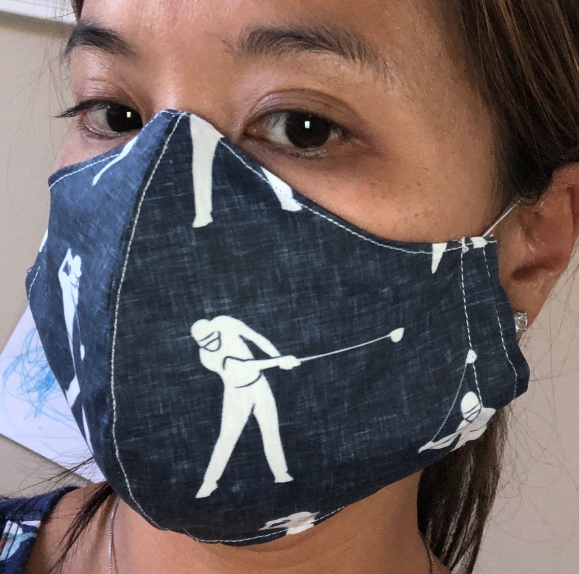 Face Mask Golf / Golfer theme w/filter pocket and nose Etsy