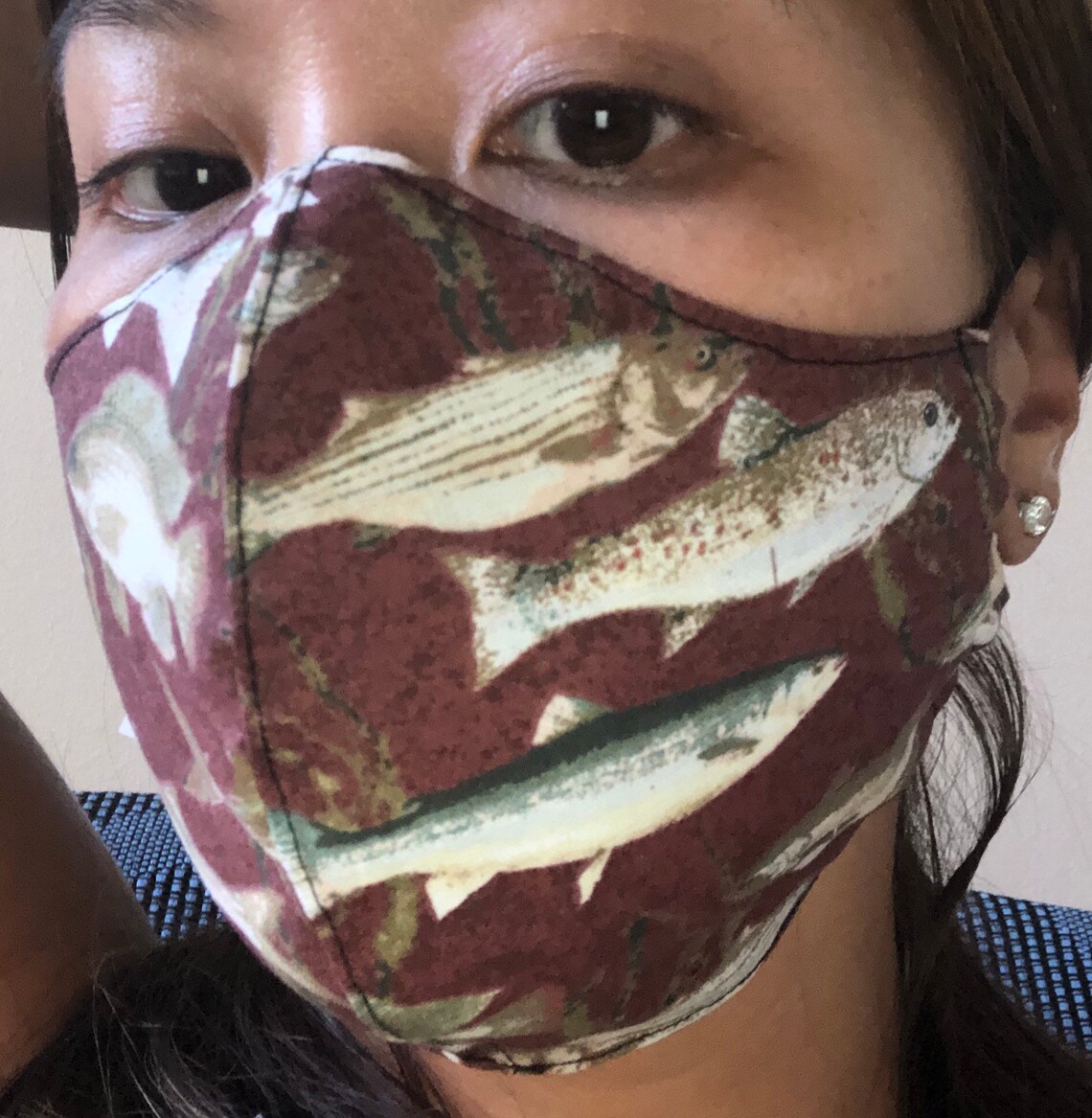 Face Mask Fish / Fishing Theme W/filter Pocket and Nose Wire Etsy