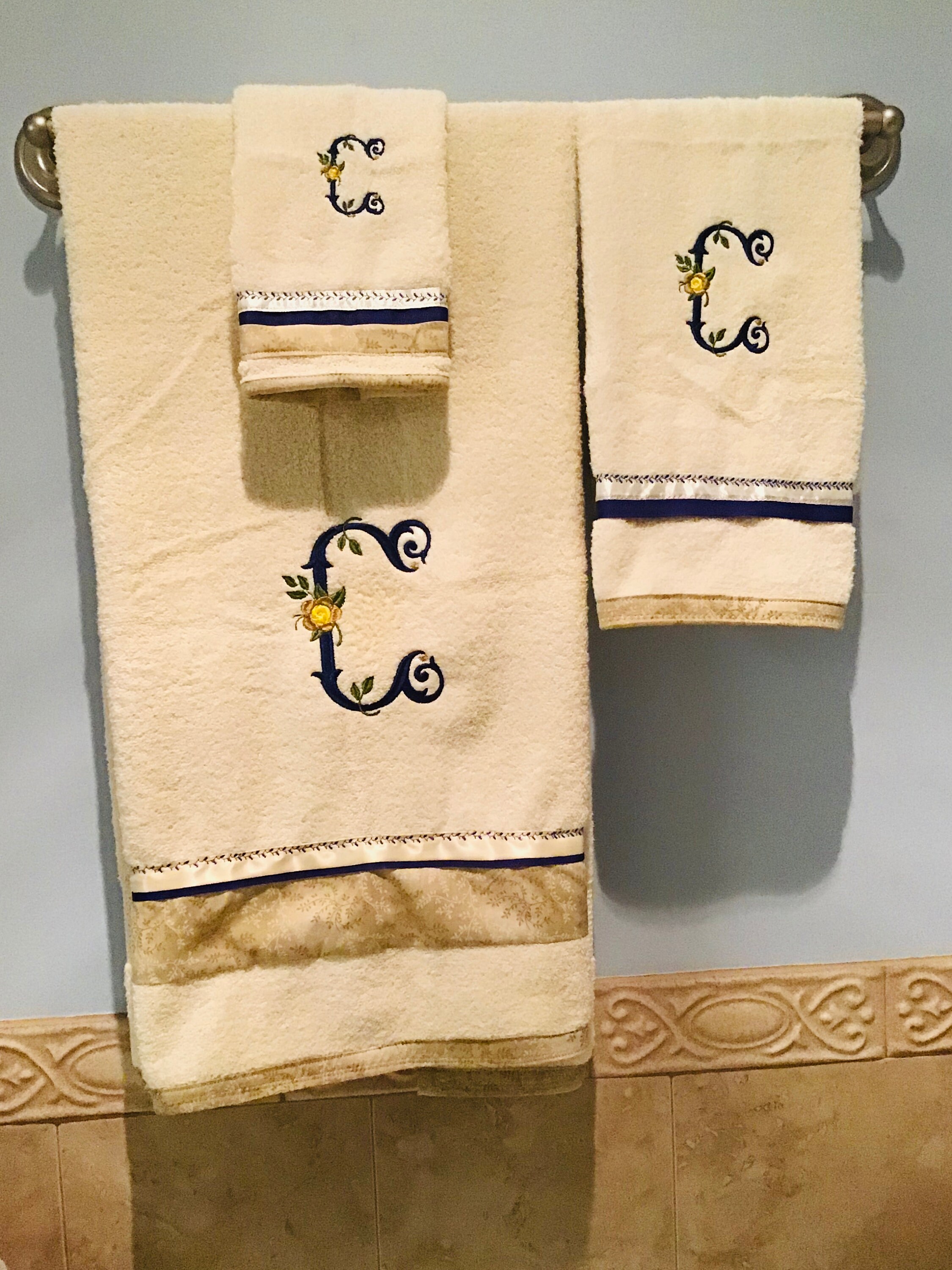 Custom monogrammed and embroidered towel set Etsy
