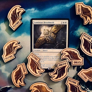 Flying MTG Ability Counters - Wooden Keyword Tokens - Ikoria and EDH 2020 Magic The Gathering Active