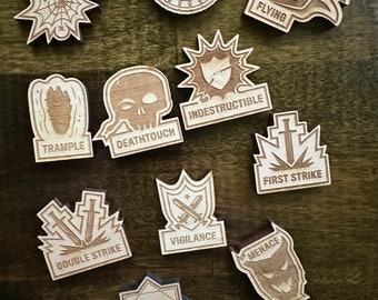 MTG Ability Counters - Wooden Keyword Tokens - Ikoria and EDH 2020 Magic The Gathering