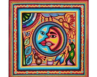 Yarn Painting by Josè Benitez Sanchez, Huichol Art, Tamatsi Maxa