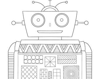 Robot adult or child Coloring Printable Sheet