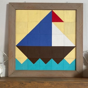 Barn Quilt, Wood Barn Quilt, Wooden Barn Quilt, Mini Barn Quilt, Small Barn Quilt, Sailboat, Boat