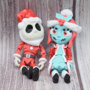 Santa Jack Sally inspired Figure ~ Articulated Fidget Toy ~ Christmas Halloween Decoration ~ 3D Printed