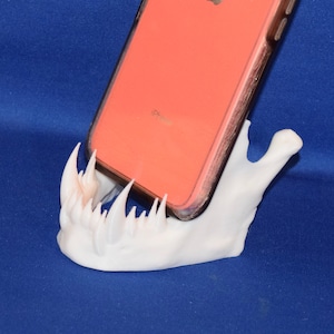3D Printed Phone Stand: Human Jaw Fangs Desk Holder