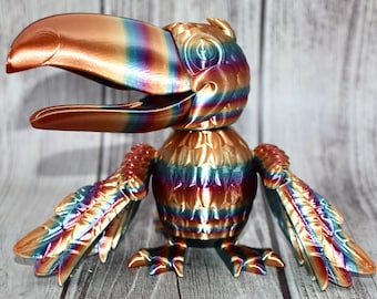 TOUCAN BIRD ~ Rainbow ~ Flexi ~ Flexible Articulating ~ 3D Printed ~ Articulated Fidget Toy