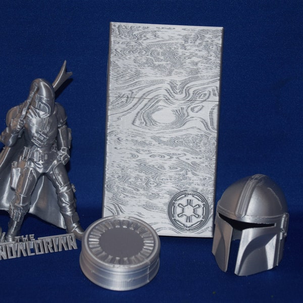 Mandalorian Bundle ~ Beskar Ingot, Helmet, Puck, Figure ~ Imperial Currency Replica ~ 3D Printed in USA