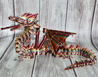 MECH DRAGON Rainbow ~ Flexi ~ Flexible Articulating ~ 3D Printed ~ Articulated Fidget Toy