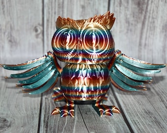 OWL Rainbow ~ Flexi ~ Flexible Articulating ~ 3D Printed ~ Articulated Fidget Toy