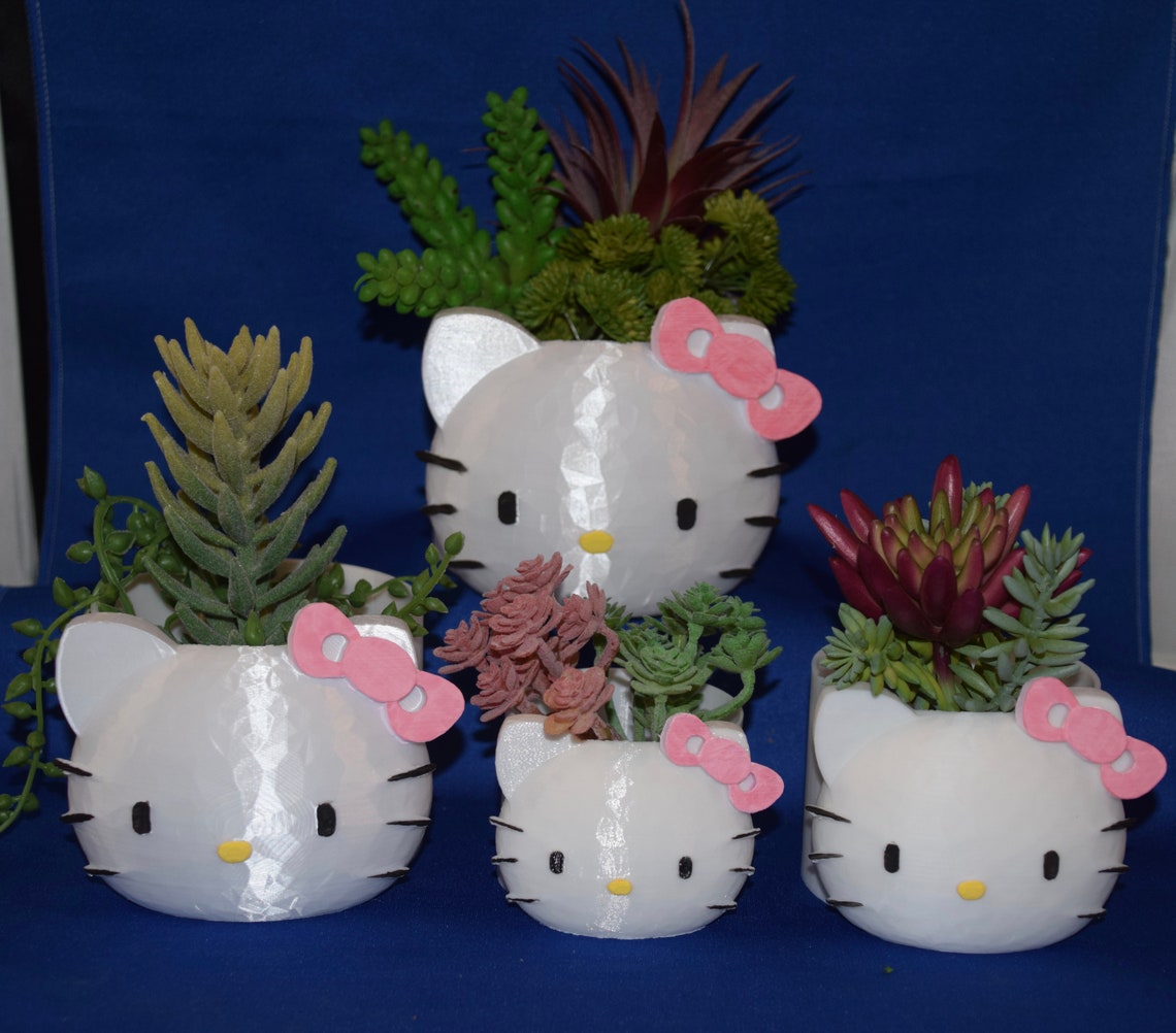 Hello Kitty Flower Succulent Pot Planter Air Plant Figure 3D Etsy