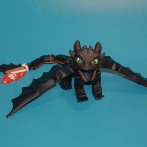 Black Night Fury Dragon inspired Flexi Figure ~ Articulated Fidget Toy ~ Custom Made 3D Printed