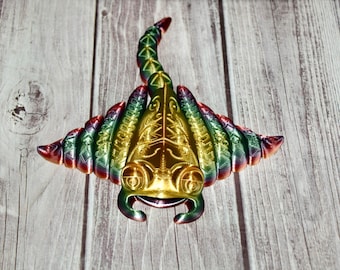 MANTA RAY ~ Rainbow ~ Flexi ~ Flexible Articulating ~ 3D Printed ~ Articulated Fidget Toy
