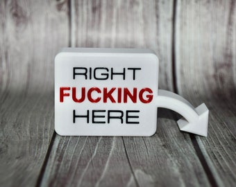 8 Ball Pocket Marker ~ Right F'ing Here ~ Fun for Pool Billiards Table