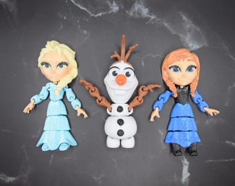 Frost Queen Ice Princess Snowman Frozen geïnspireerd Flexi-figuur ~ Knikspeelgoed ~ Kerst-Halloweenversiering ~ 3D-geprint