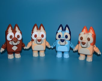 Dog Blue Brown Red Heeler inspired Flexi Figure ~ Articulated Fidget Toy ~ Anime Cartoon ~ 3D Printed