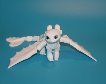 Light Fury Dragon inspired Flexi Figure ~ Articulated Fidget Toy ~ Custom Made 3D Printed