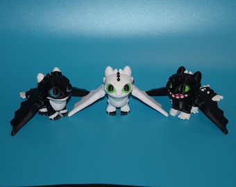 Dart Pouncer Ruffrunner ~ Toothless Night Light Fury Dragon inspired Flexi Figure ~ Articulated Fidget Toy ~ Custom Made 3D Printed