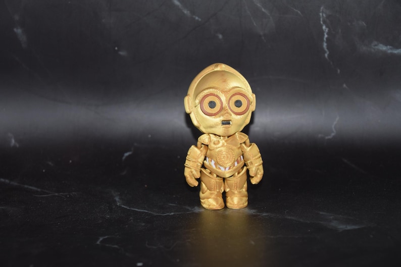 Op Star Mando geïnspireerde Flexi-figuur ~ Knikspeeltje ~ Op maat gemaakt 3D-geprint C3P0