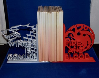 Game of Thrones Bookends: 'Winter is Coming', 'Fire and Blood' 3D Printed