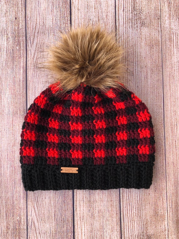 Plaid Winter Hat | Multiple Poms Available | Red Buffalo  display picture 1