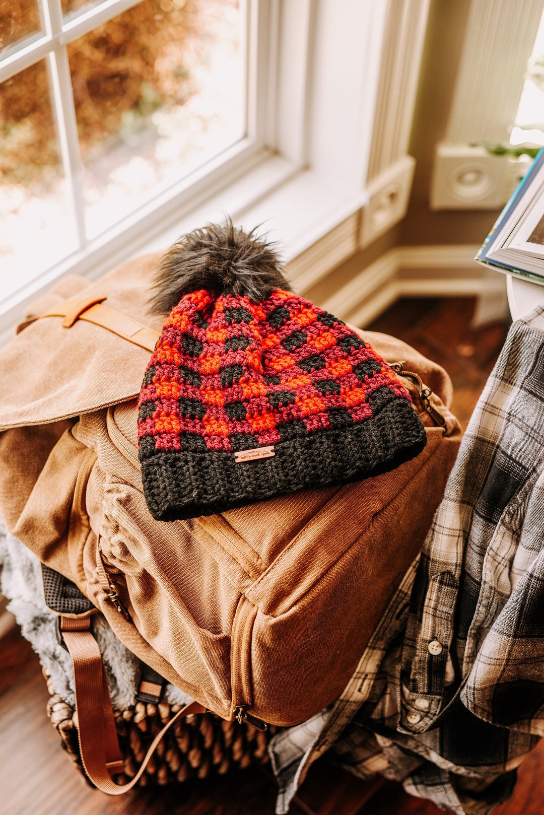 Plaid Winter Hat | Multiple Poms Available | Red Buffalo Check