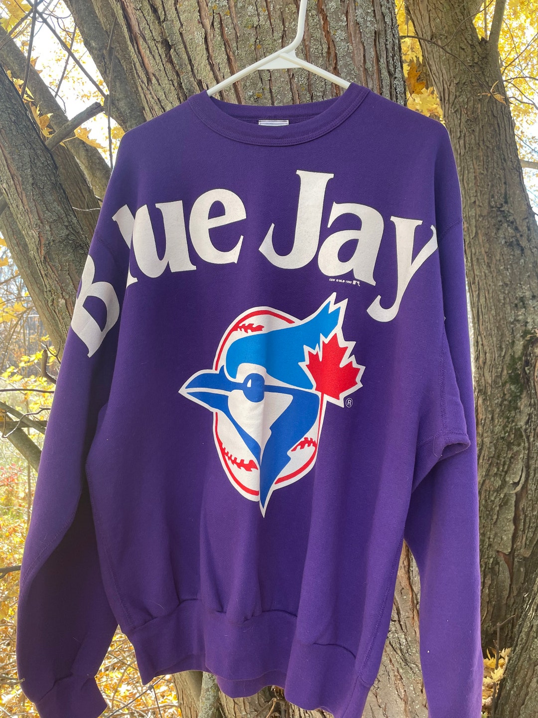 Vintage 1993 Purple Toronto Blue Jays Sweatshirt Logo Across Etsy