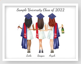Personalized Graduation Print Gift DIGITAL High School Group graduating of friends College Graduation Gift for best 6 friend Grad gift