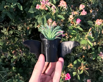 Unique 3D Printed Bat Succulent Planter with Drainage - Modern Indoor Home Decor Gift