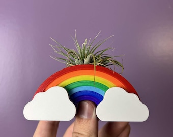 3D Printed Rainbow Cloud Planter – Modern PLA Home Decor