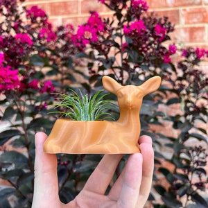 3D Printed Fawn Deer Succulent Planter with Drainage - Modern Indoor Home Decor Gift