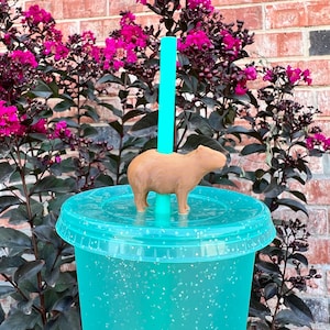 Adorable Capybara Straw Topper: Charming Cup Decoration for Parties, Birthdays & Reusable Tumblers