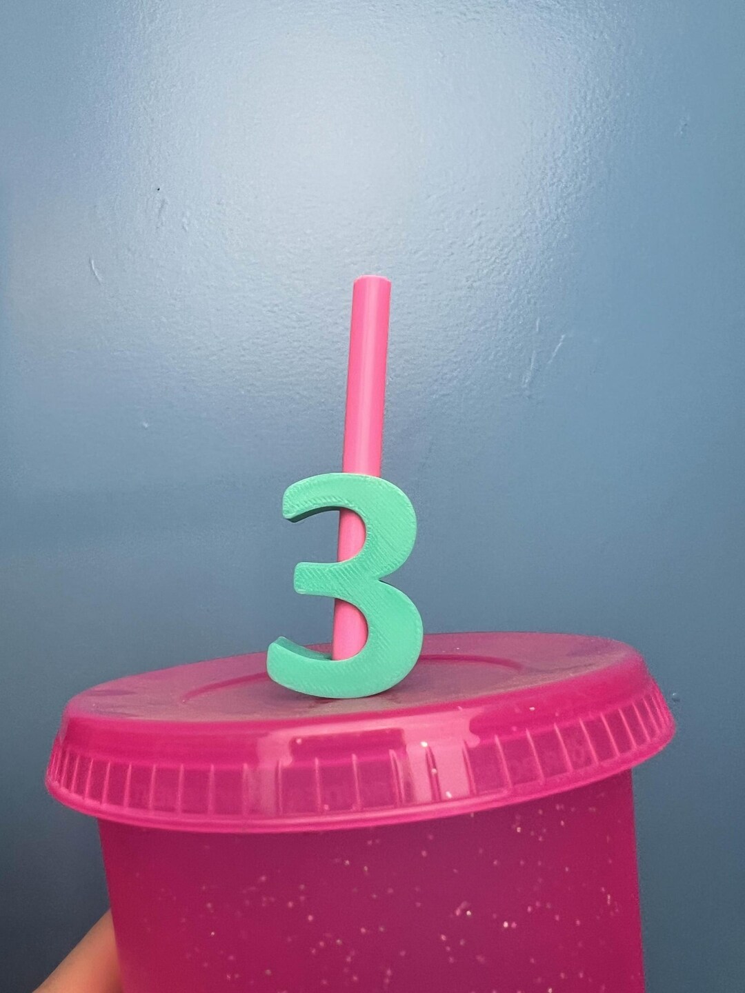 Number 3 Straw Topper: 3D Printed Birthday Tumbler Charm - Etsy