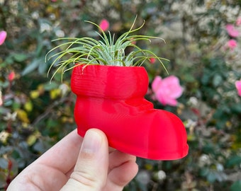 Christmas Santa Boot Air Plant Holder | Succulent | Home Decor | Seasonal Gift | 3D Printed with Drainage | Indoor Planter | Fall Decoration