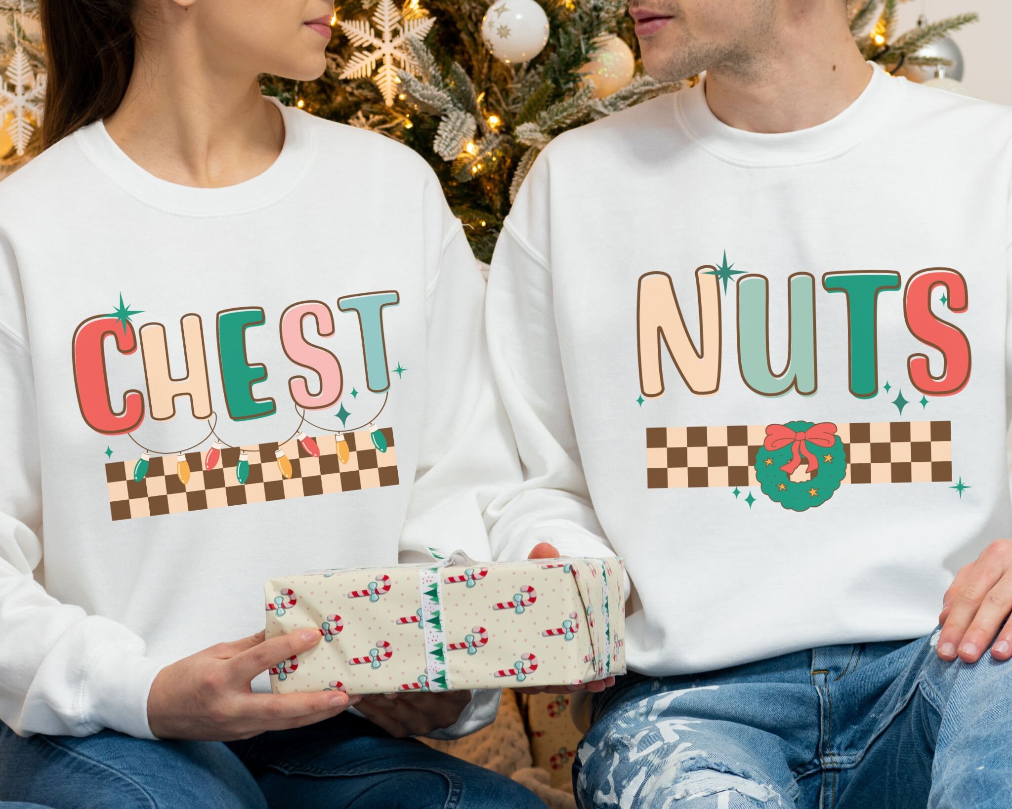 Chestnuts Funny Christmas Sweater Christmas Crewneck Couples Christmas Shirts Couples Sweatshirts Funny Christmas Sweater Novelty Sweater Etsy